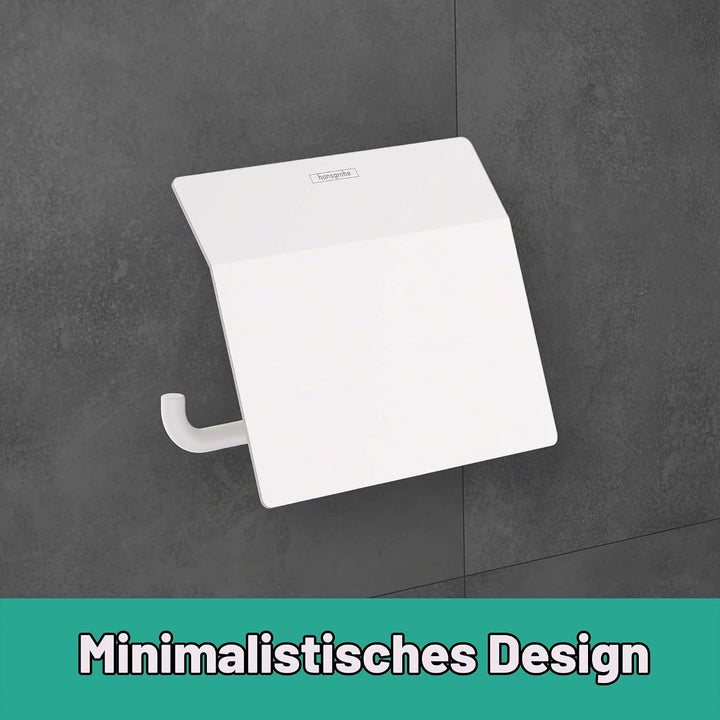 hansgrohe Toilettenpapierhalter AddStoris, Papierrollenhalter mit Abdeckung, Brushed Black Chrome, 1
