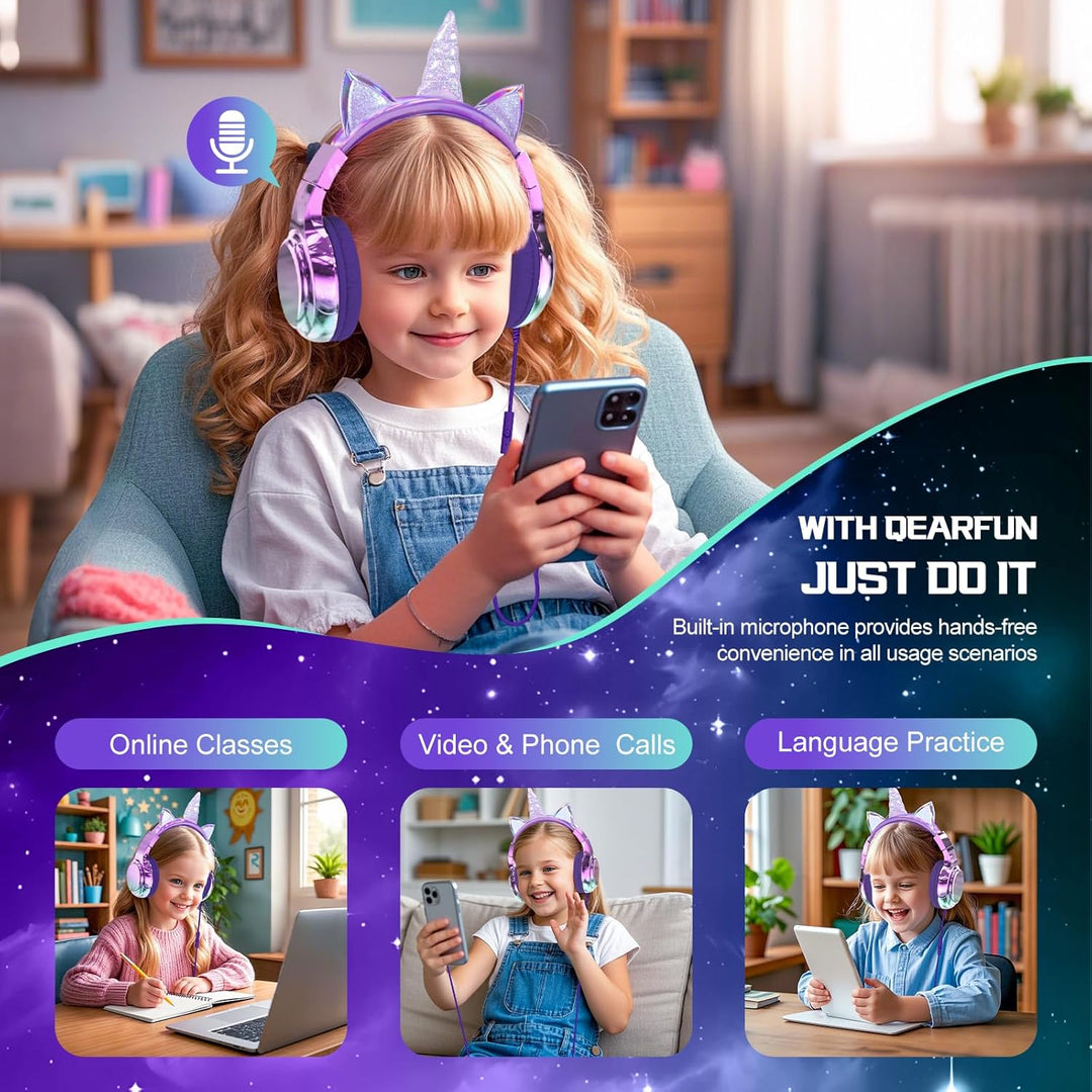 JYPS Kinder Kopfhörer, Kopfhörer Kinder mit Kabel, 85/94dB Lautstärkenbegrenzer, Audio-Sharing, Falt