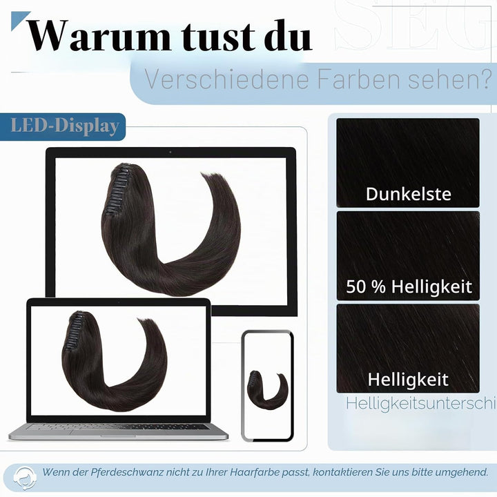 SEGO Ponytail Extension Echthaar Pferdeschwanz Zopf Clip in Haarteil Haarverlängerung 100% Remy Haar
