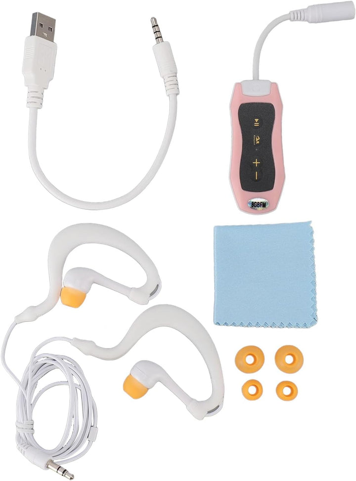 IPX8 Wasserdichter MP3-Player, Ergonomischer USB2.0-Musikplayer mit HiFi-Sound, Wasserdichter Kopfhö