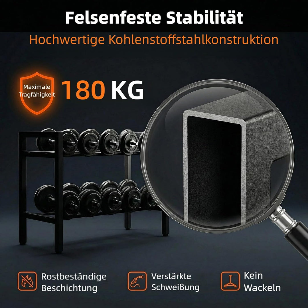 Hantelregal, 2-stufiger verstellbarer Gewichtsständer für Home-Gym, 31 Zoll platzsparender Aufbewahr