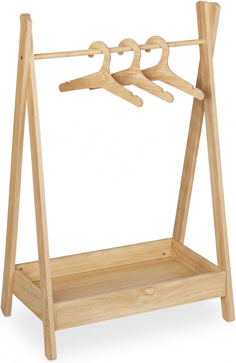 Relaxdays Kleiderständer Kinder, HBT 98,5 x 62 x 40 cm, 3 Kleiderbügel, Kleiderstange & Ablage, Kind