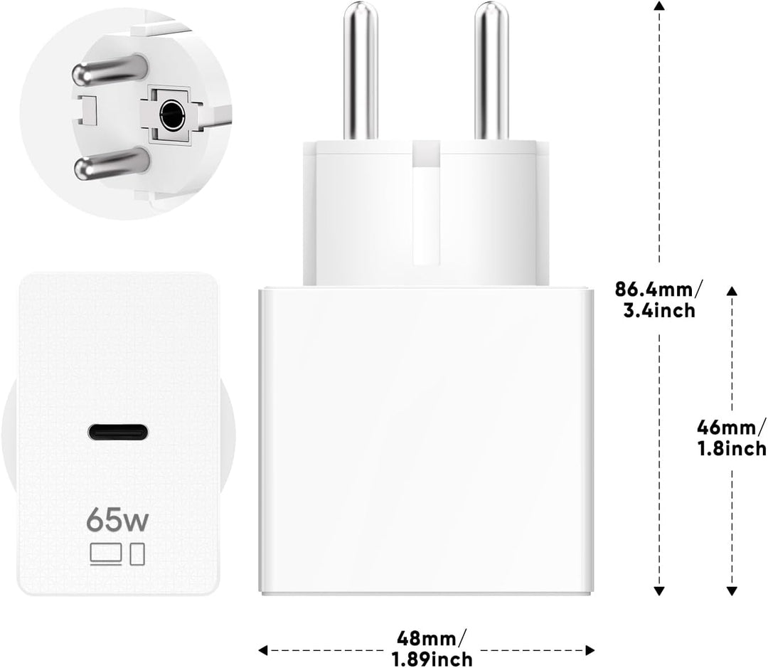 KFD Netzteil 65W Ladegerät USB-C GaN Netzteil für DJI Flip, Neo, Avata 2, Avata, Mavic 4 Pro, Mavic