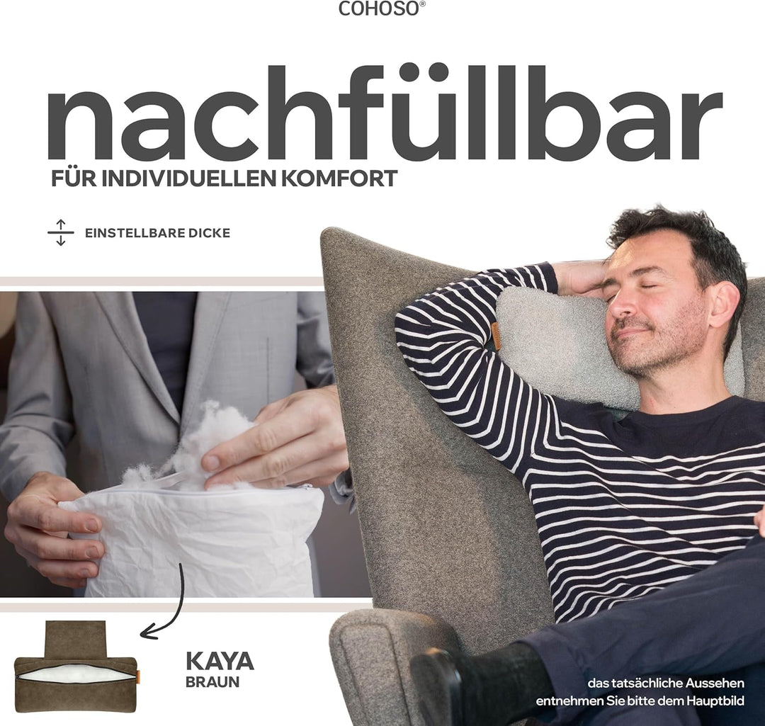 COHOSO® Nackenkissen für Gartenstühle mit Gegengewicht - Sesselkissen Kopfstütze für Sofa &amp; Couch, K