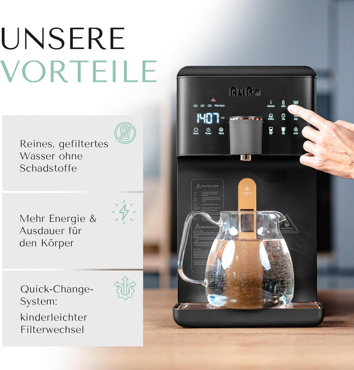 AuRa Osmoseanlage Trinkwasser [Ohne Tank] - Platzsparender Wasserfilter für reines Wasser, Heisswass