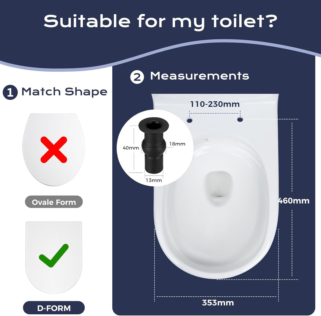 SAMODRA Premium Toilettendeckel D-Form,WC Sitz mit Absenkautomatik,Weiss Klodeckel mit Quick-Release