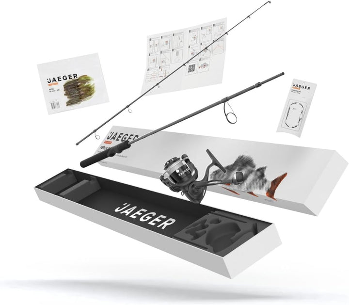 Barsch Angelset Perch Go Kit, komplettes Set mit Rute, Rolle, geflochtener Schnur, Carolina Rig, opt