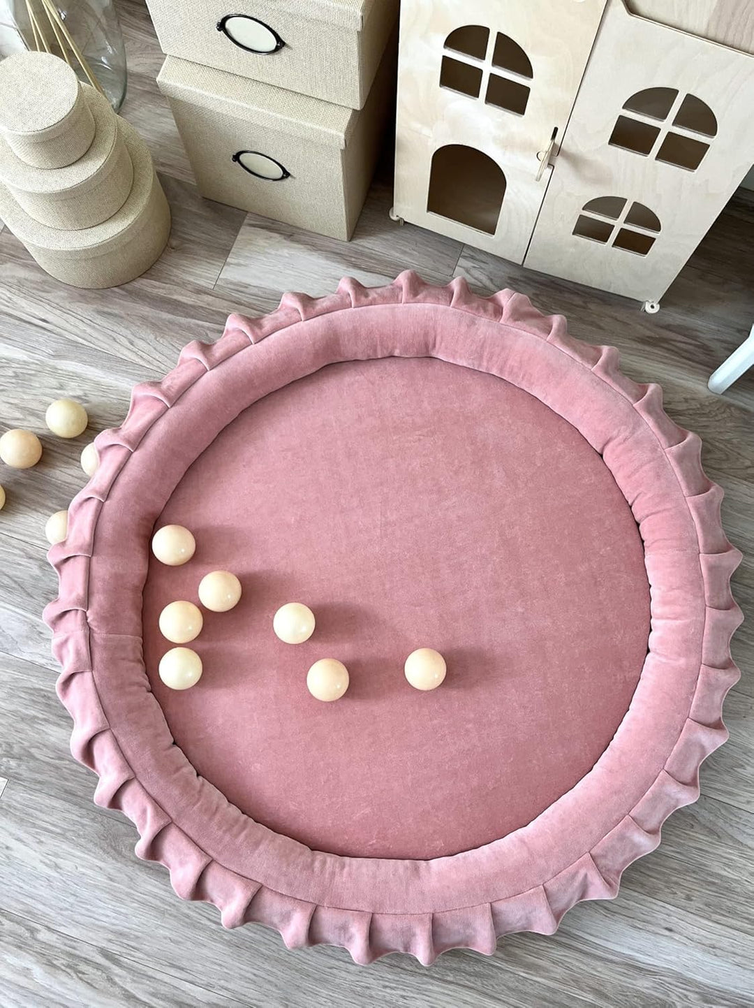 Rosa Babynest aus Velvet mit abnehmbarem Baumwollbezug 105 cm Ideal für Neugeborene Waschbarer Bezug