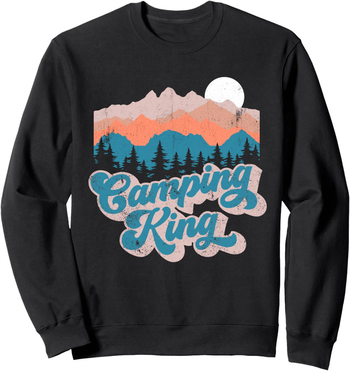 Camping King Retro Mountain Outdoor Herren Camping Sweatshirt