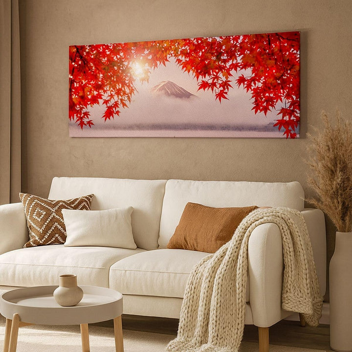 Wandbilder Dekoration Wohnzimmer Vulkan See Panorama Bilder auf Leinwand 120x50cm Leinwandbild mit R