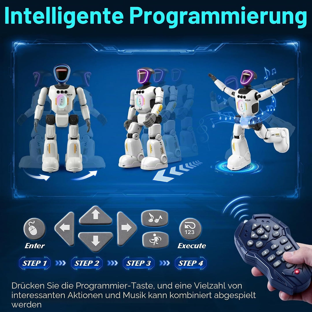HUIYOKAY Roboter Spielzeug für Jungen und Mädchen ab 4 5 6 Jahren,Ferngesteuerter Roboter mit Gesten