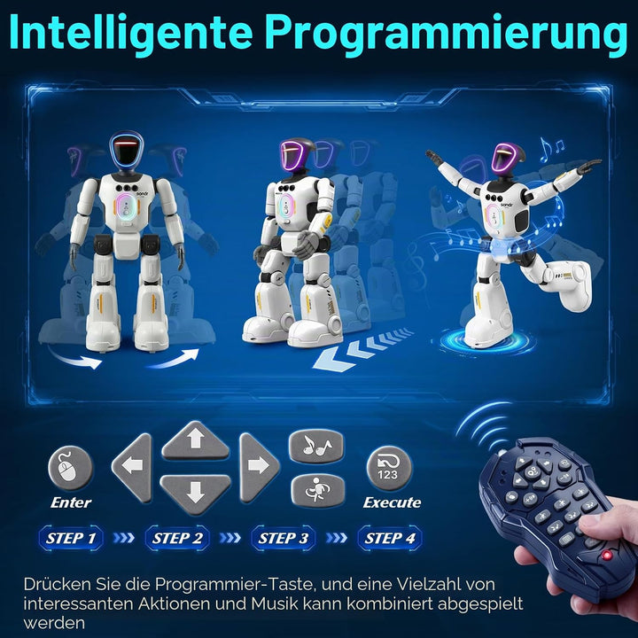 HUIYOKAY Roboter Spielzeug für Jungen und Mädchen ab 4 5 6 Jahren,Ferngesteuerter Roboter mit Gesten