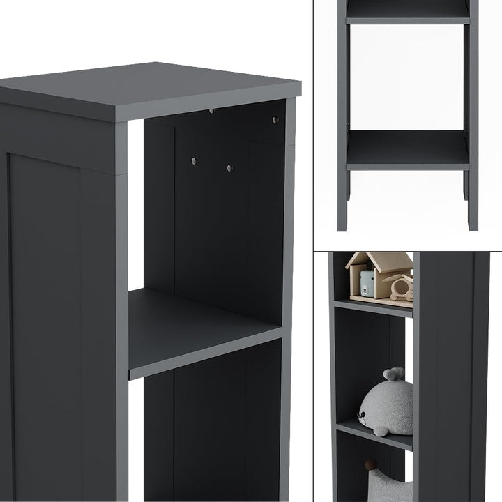 VitaliSpa Kinderregal Ajaton, Grau, 35.2 x 159.5 cm, zur Aufbewahrung von Spielzeug und Büchern mit