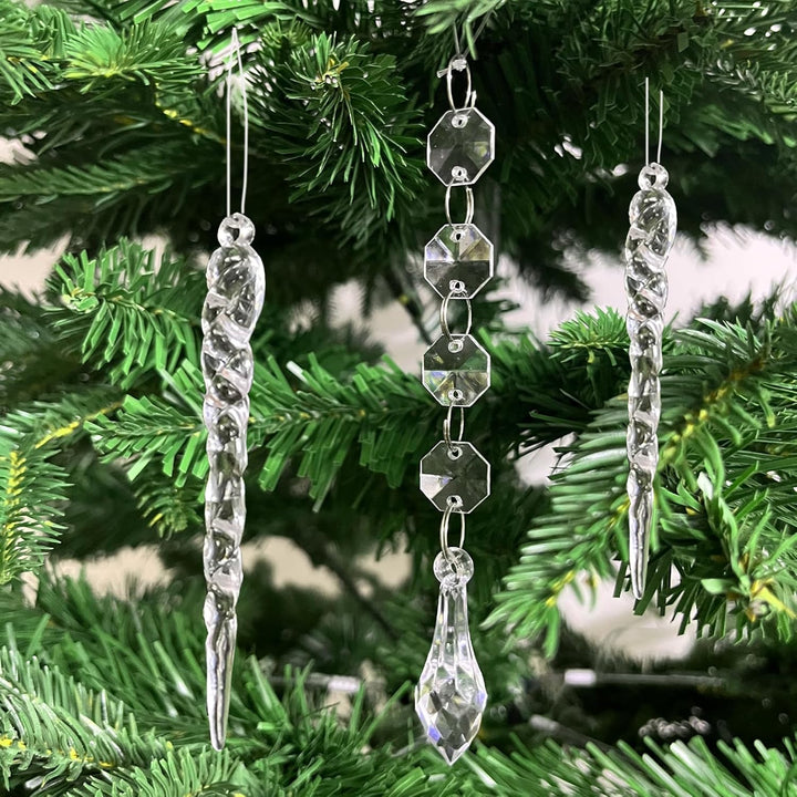 36 Stück Christbaumschmuck Eiszapfen Deko Weihnachtsbaumschmuck Glas Eiszapfen Anhänger Baumschmuck