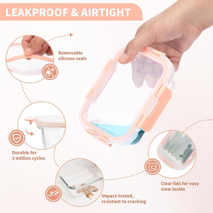S SALIENT Glas-Frischhaltedosen Set Brotdosen meal prep boxen mitgebrachtes Essen Glasbehälter mit d