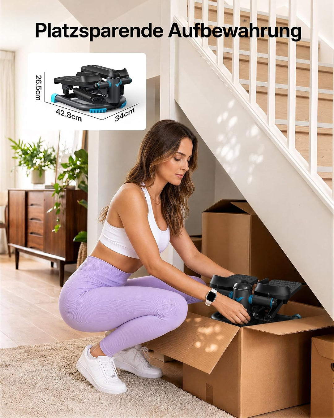 MERACH Mini Stepper für Zuhause, Swing Stepper mit 150 kg Belastung und Widerstandsbändern, Twist St