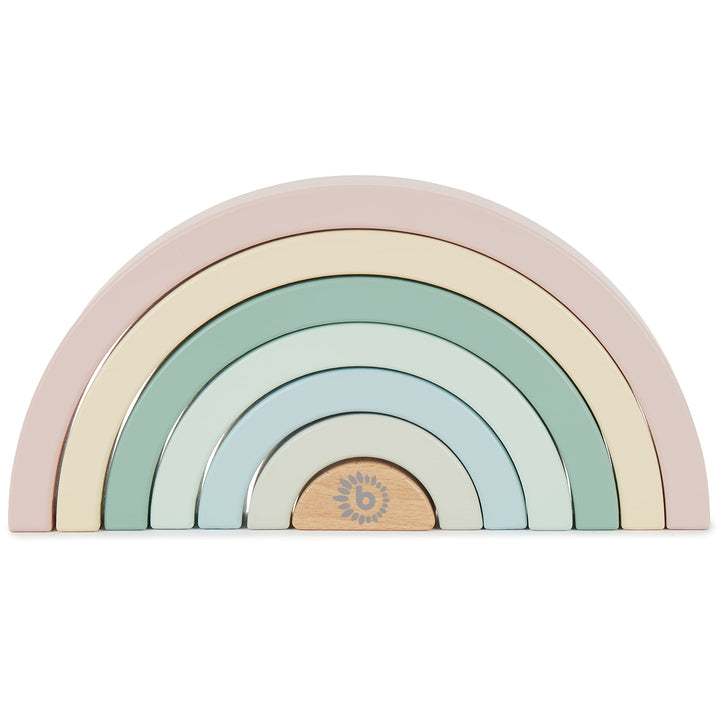 Bieco Holz Regenbogen Baby Pastell | Steckspiel | Spielzeug Stapelturm Montessori Holzspielzeug ab 0