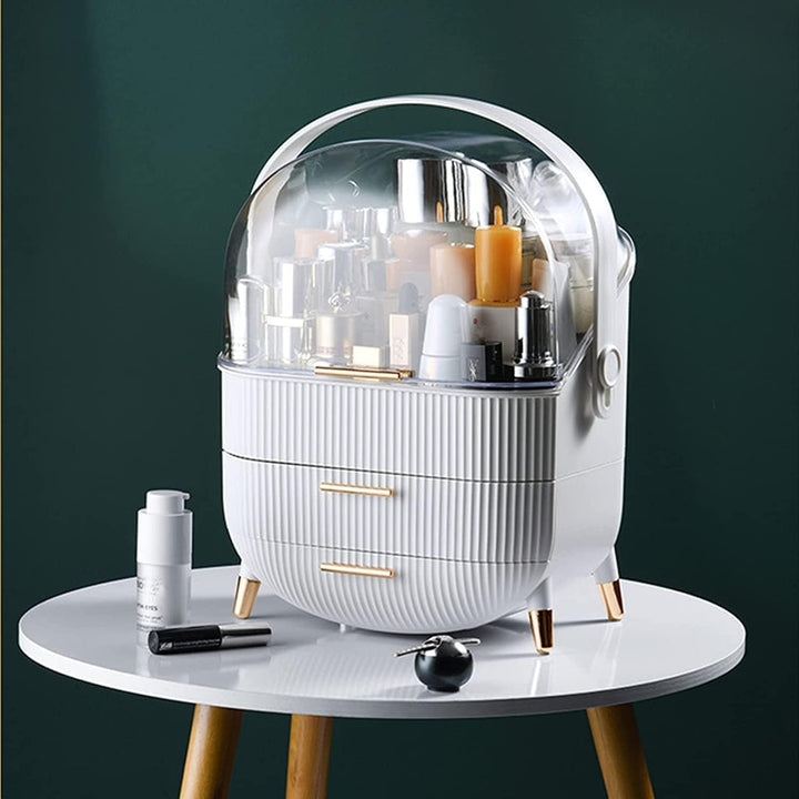 Kousee Make-up-Organizer, Hautpflege-Organizer, Kosmetik-Vitrine mit staubfreier Abdeckung, tragbare