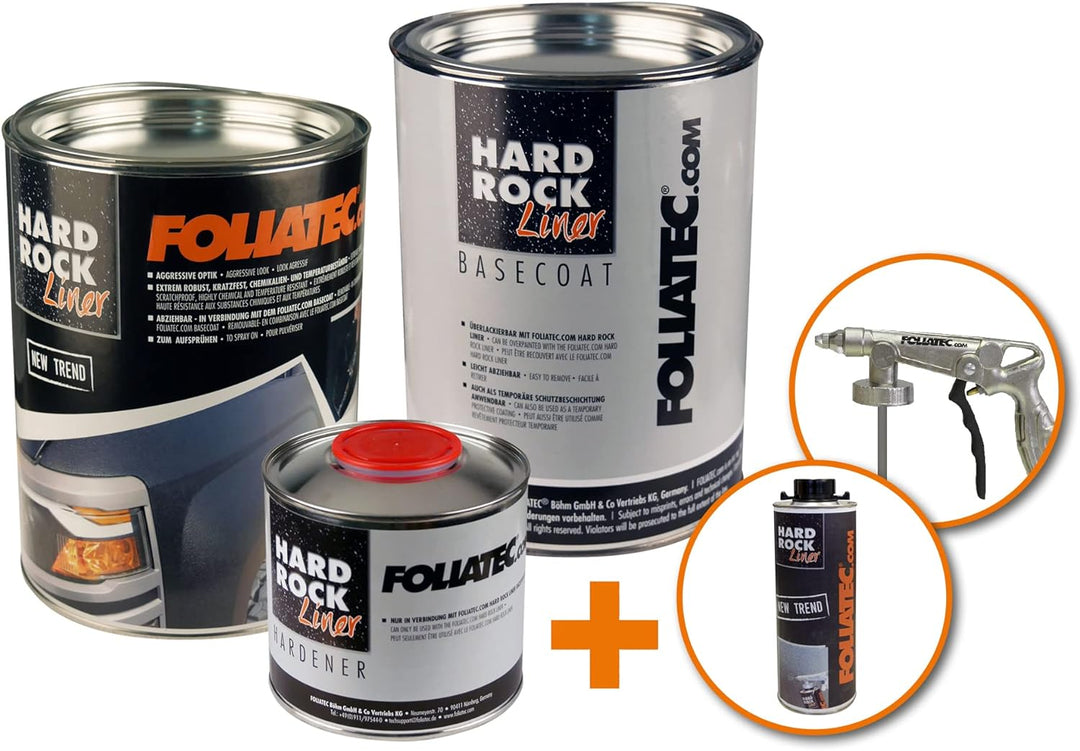 Foliatec Hard Rock Liner, 2K Strukturlack - Removable Set, ablösbare Bedliner-Sprühbeschichtung: aus