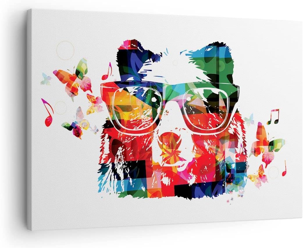 Bilder auf Leinwand Bär Gläser Grizzly hipster Leinwandbild 70x50cm Wandbilder Dekoration Wohnzimmer