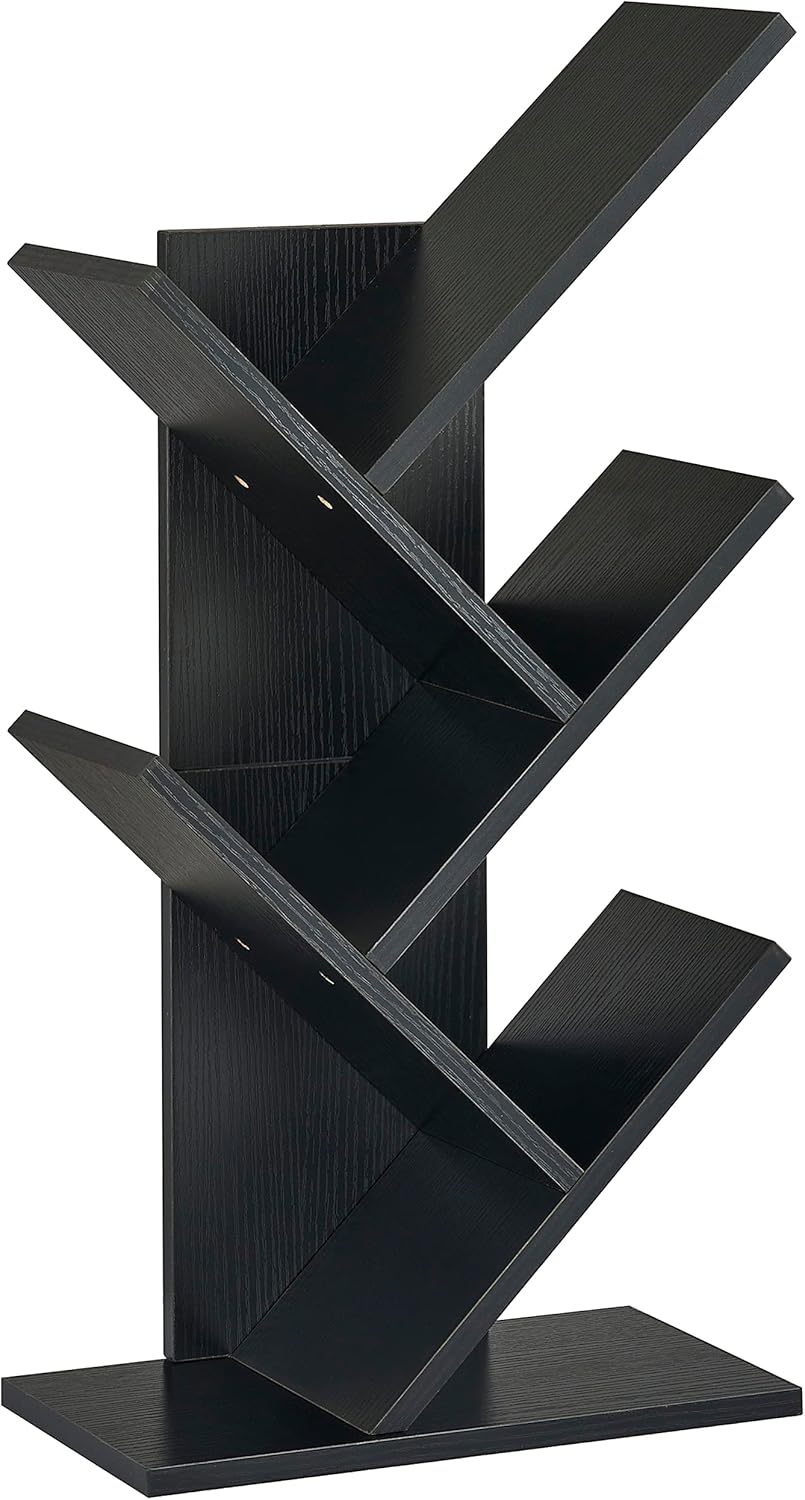 Hoctieon Bücherregal Baumform, Standregal mit 4 Ebenen, Bookshelf Bookcase Holz Eckregal Stehend für