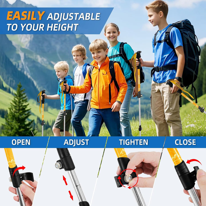 Teleskop-Trekkingstöcke für Kinder, leichte Aluminium-Wanderstöcke, 2er-Set | Croosseoutdoors 185 g