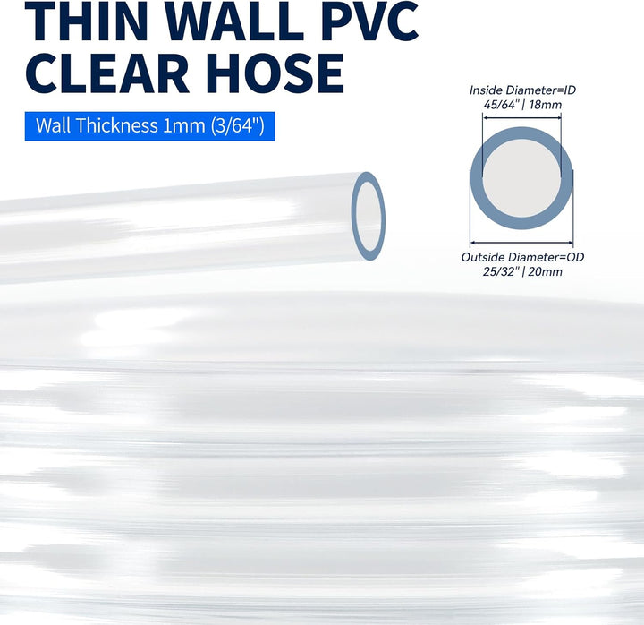 PVC-Schlauch 18 x 20 mm, Transparent, 5 Meter Wasserschlauch, 18 x 20 mm