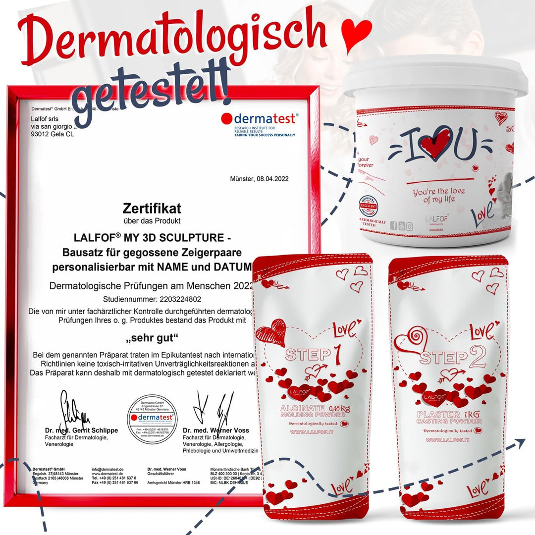 LALFOF 3d Handabdruck Set Für Paare Anpassbar mit NAME. Gips Handabdruck Set Paare mit Personalisier