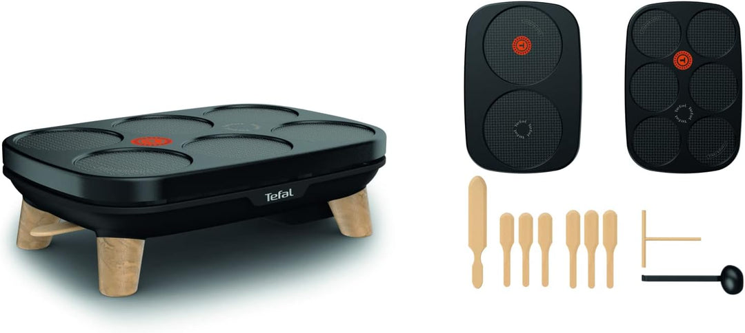 Tefal Gourmet Crêpes-Pfanne, zwei herausnehmbare Platten, Antihaftbeschichtung, einstellbare Tempera