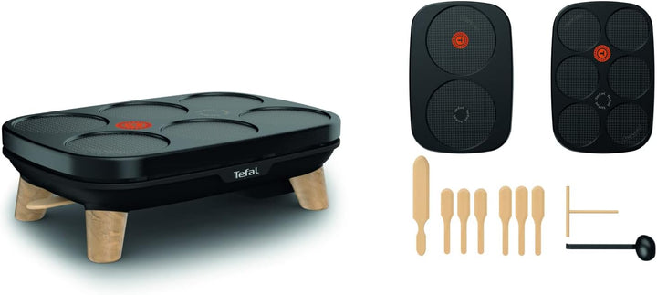 Tefal Gourmet Crêpes-Pfanne, zwei herausnehmbare Platten, Antihaftbeschichtung, einstellbare Tempera