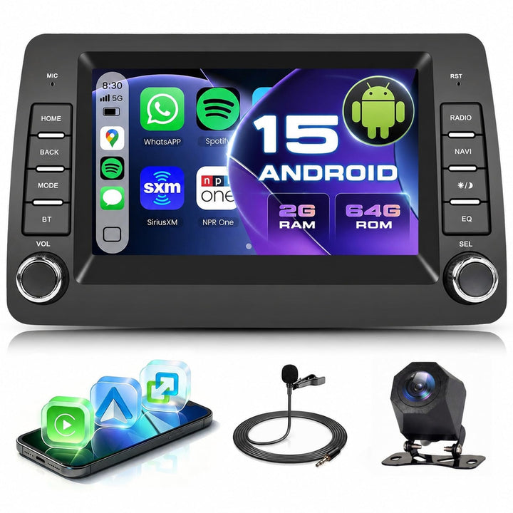 Carplay Autoradio für FIAT Panda 2002-2012 mit GPS, 2GB+64GB Car Stereo mit Wireless Android Auto Wi