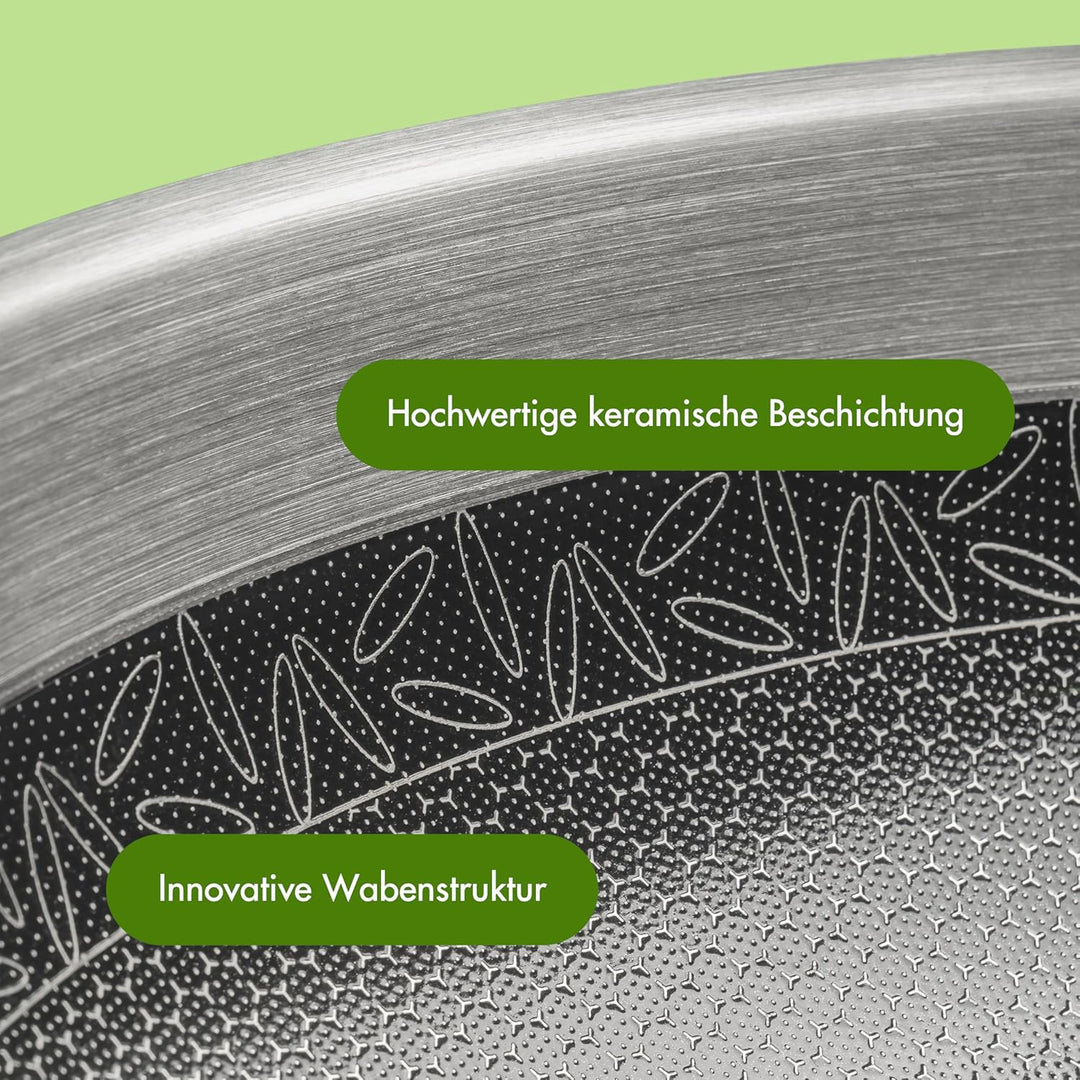 Reishunger Premium Edelstahl Wok – 28 cm Durchmesser – mit keramischer Antihaft-Beschichtung – Frei