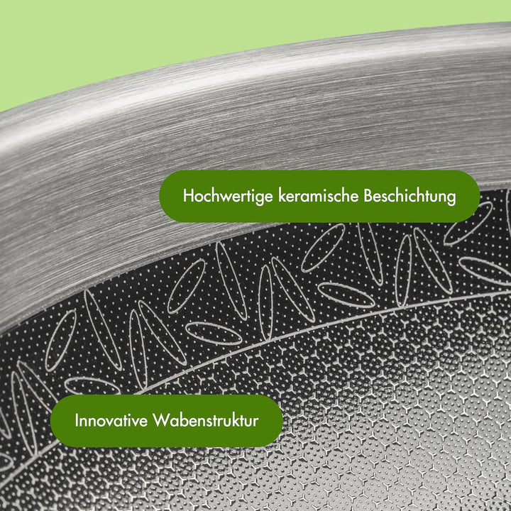 Reishunger Premium Edelstahl Wok – 28 cm Durchmesser – mit keramischer Antihaft-Beschichtung – Frei