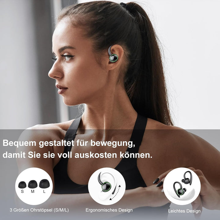 Bluetooth kopfhörer sport, Kopfhörer Kabellos Bluetooth 5.3 mit 4 Mic, In Ear Kopfhörer Bluetooth EN