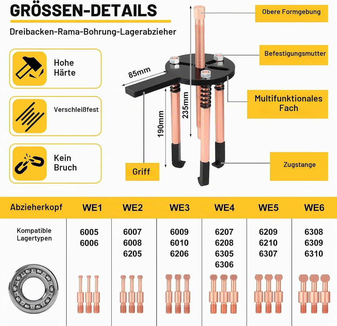 36 in 1 Lagerabzieher Set, Universal Innenlager Abzieher, Multifunktionales Lagerentfernungswerkzeug