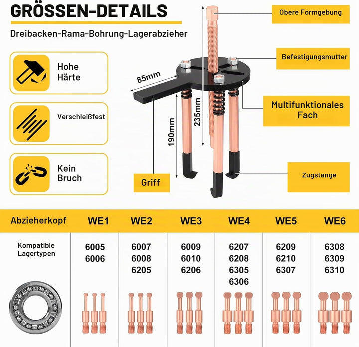 36 in 1 Lagerabzieher Set, Universal Innenlager Abzieher, Multifunktionales Lagerentfernungswerkzeug