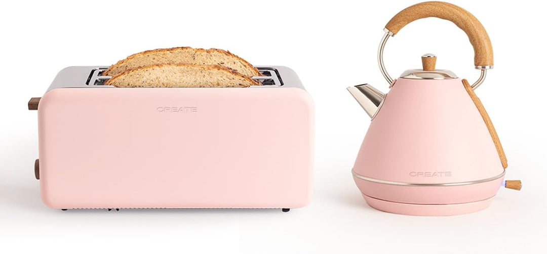 CREATE/PACK TOAST RETRO XL + KETTLE RETRO L/Toaster Pastellrosa mit Wasserkocher Pastellrosa/Wasserk