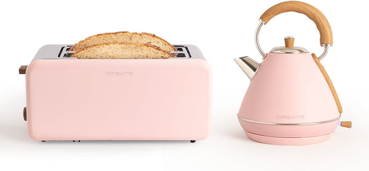 CREATE/PACK TOAST RETRO XL + KETTLE RETRO L/Toaster Pastellrosa mit Wasserkocher Pastellrosa/Wasserk