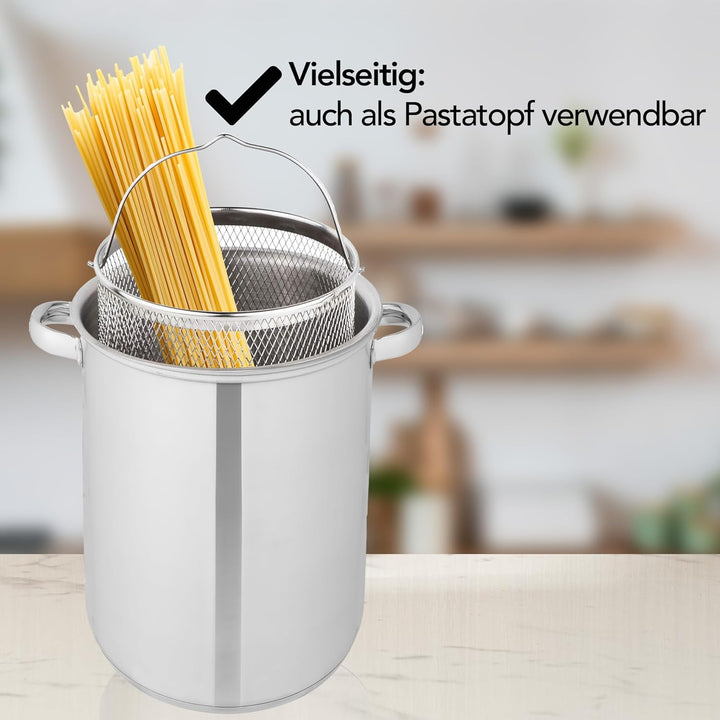 Aviro Spargelpfanne – Nudelpfanne – Ø 16,5 cm – 25 cm hoch – 4,2 l – multifunktional – für alle Herd