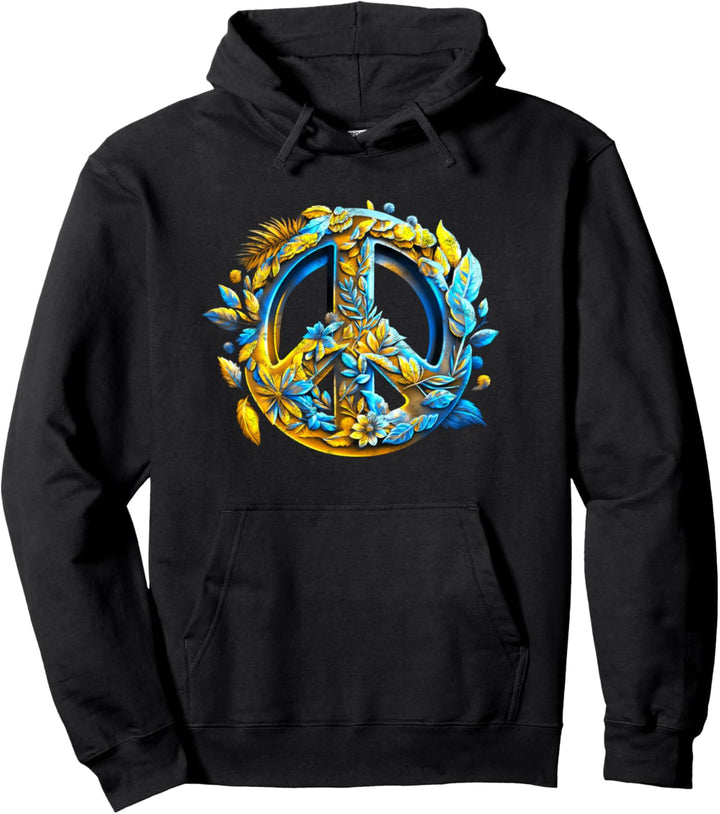 Friedenszeichen, Ukraine-Farben, Blumenkraft, Freiheit, Vintage Pullover Hoodie