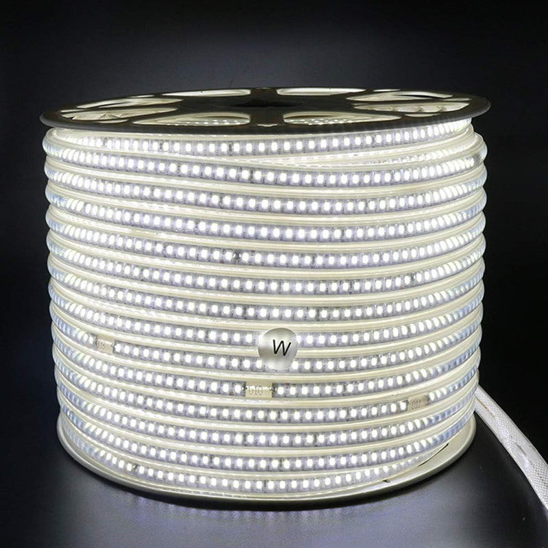 FOLGEMIR 10m Kalt Weiss LED Band, 2835 SMD 144 Leds/m Lichtleiste, 220V 230V Strip, sehr helle Beleu