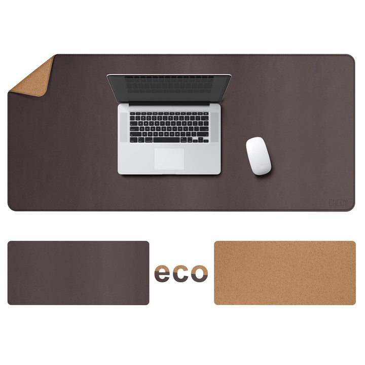 Cacoy 120x60cm Doppelseitige Schreibtischunterlage, XXL Gross Mauspad, Braun | Multifunktionale Schr