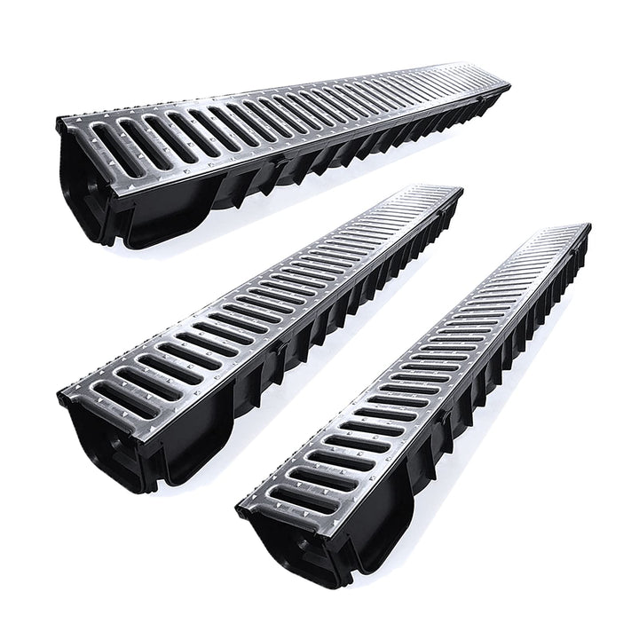Entwässerungsrinne STAHL A15 Garage-Set 3 Meter Kit Midi-Kanal Rinne DAKOTA GUNNEX (3m), 3m