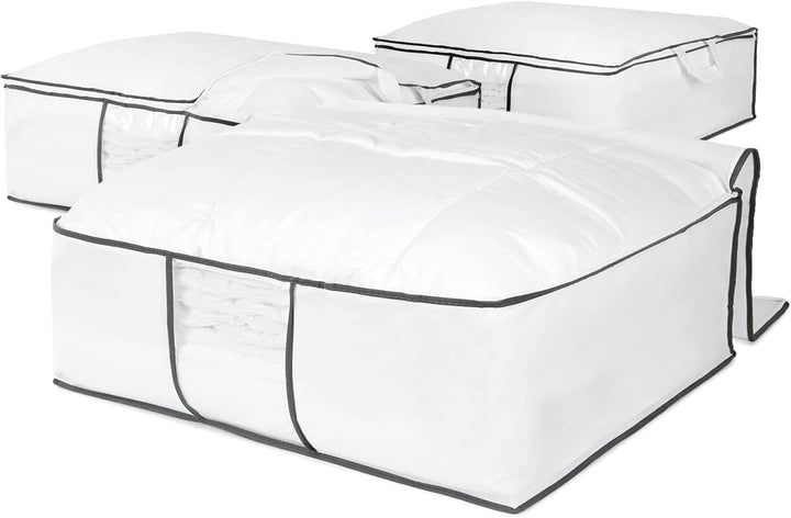 Compactor NEOTEX Bettdecken-Aufbewahrungstaschen Set von 3 - Aus 100% Polypropylen mit Transparentem