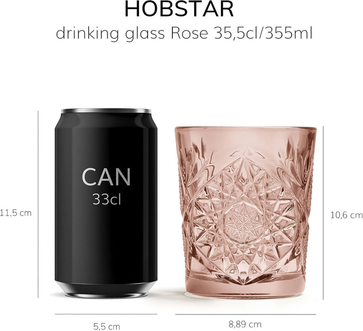 Libbey »Hobstar« Trinkglas Inhalt:6 x 0,35 Liter, rose Rosa, Rosa