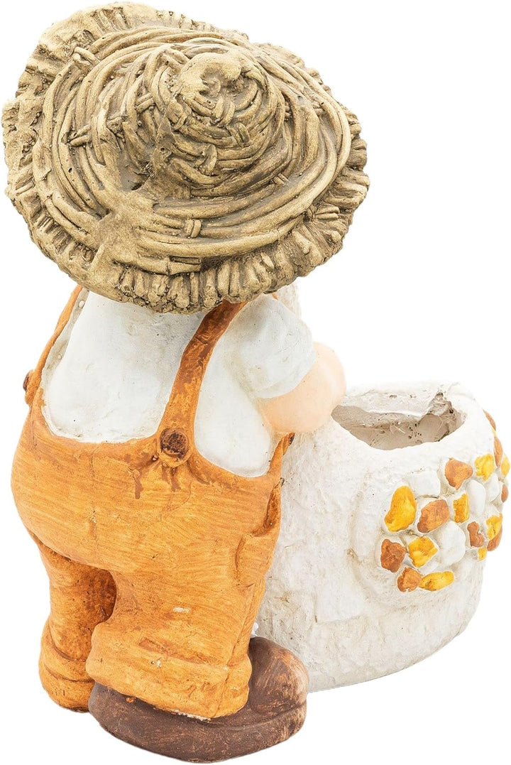 Wichtelstube-Kollektion XL Gartenfigur Dekofigur Martin mit Gans als Blumentopf Gartendeko Figuren f