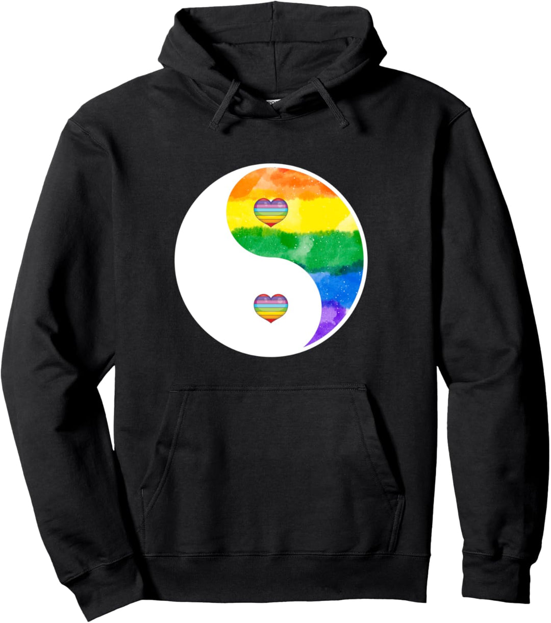 Yin und Yang LGBT Regenbogen Herz Liebe Schwul Geschenk Pullover Hoodie