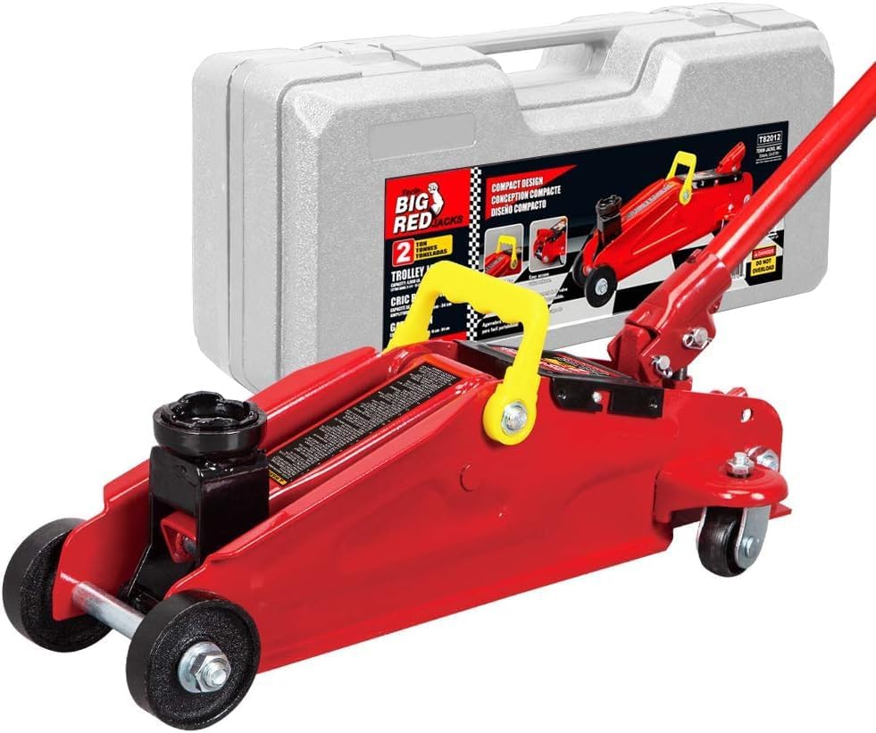 BIG RED Torin T82012 Hydraulischer Wagenheber mit Blasformtragebox, Kapazität 2 Tonnen (1,8 kg), Rot