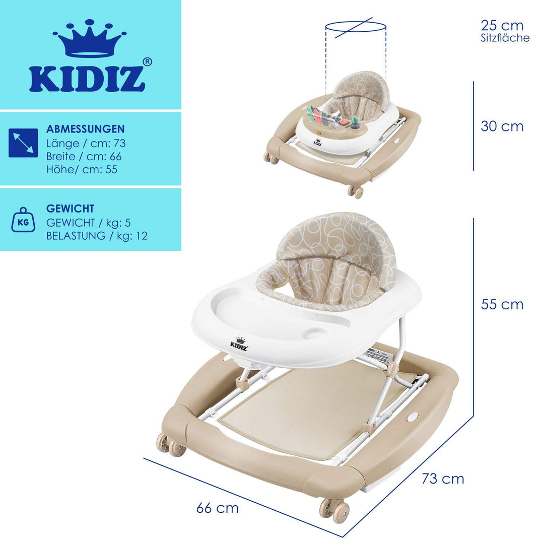 KIDIZ® 4in1 Lauflernhilfe Babywalker Spiel- und Lauflernwagen Gehfrei Schaukelfunktion Babywippe mit