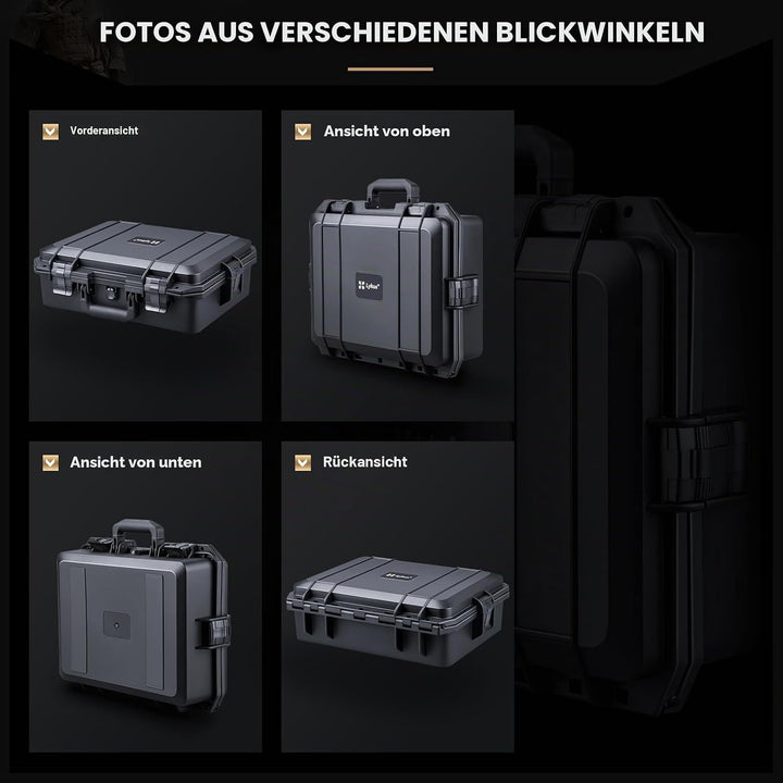 Lykus HC-4011 Wasserdicht Koffer mit anpassbar Rasterschaumstoff, Innengrösse 39,5x29,5x13 cm, Geeig
